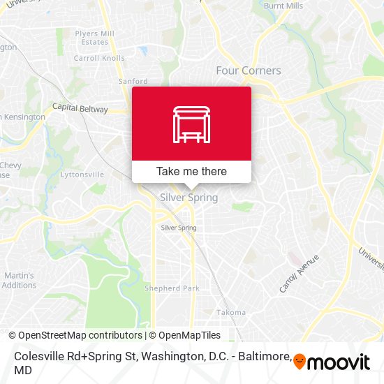 Colesville Rd+Spring St map