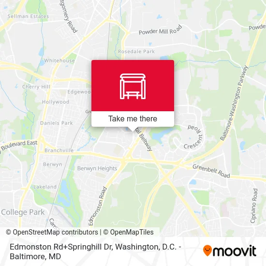 Edmonston Rd+Springhill Dr map