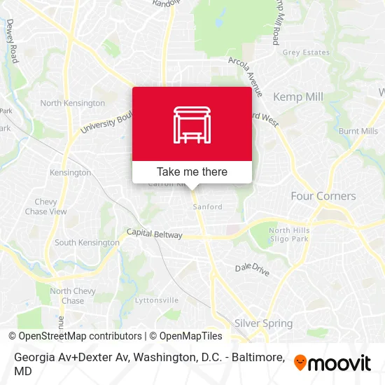 Georgia Av+Dexter Av map