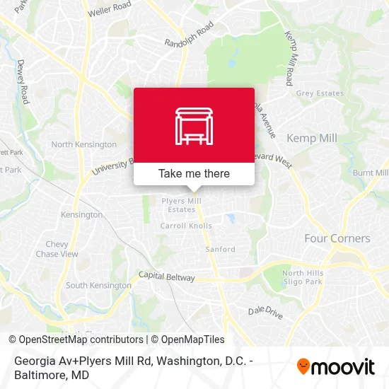 Georgia Av+Plyers Mill Rd map