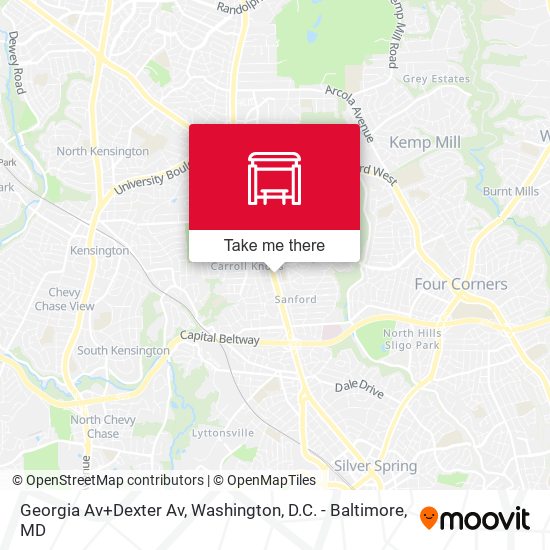 Georgia Av+Dexter Av map