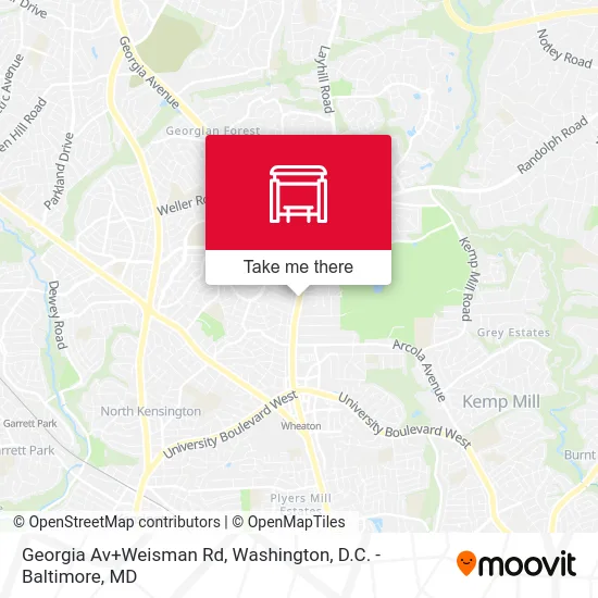 Georgia Av+Weisman Rd map