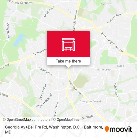 Georgia Av+Bel Pre Rd map