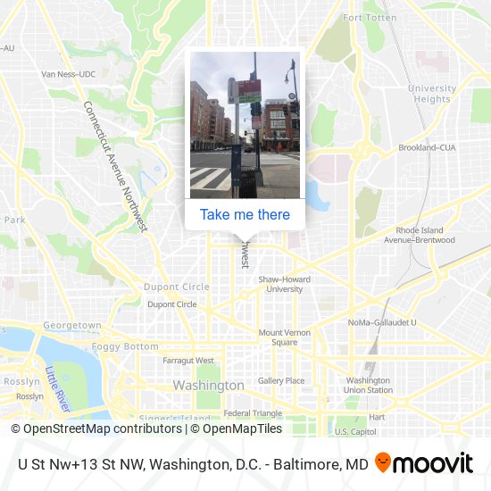 Mapa de U St Nw+13 St NW