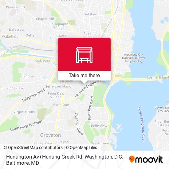 Huntington Av+Hunting Creek Rd map