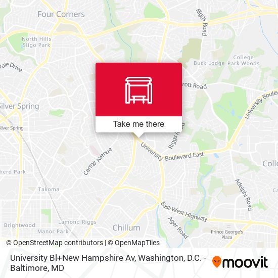 University Bl+New Hampshire Av map