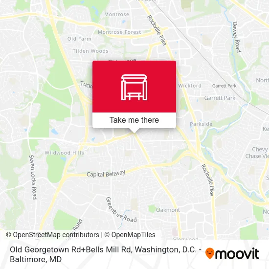 Mapa de Old Georgetown Rd+Bells Mill Rd