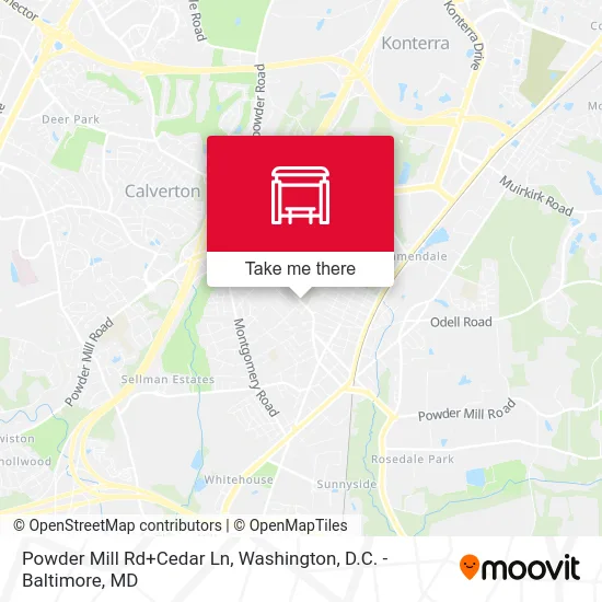 Powder Mill Rd+Cedar Ln map