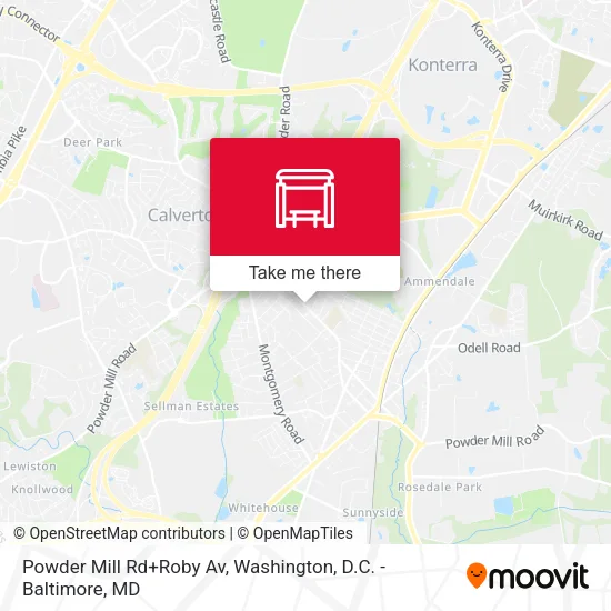 Powder Mill Rd+Roby Av map