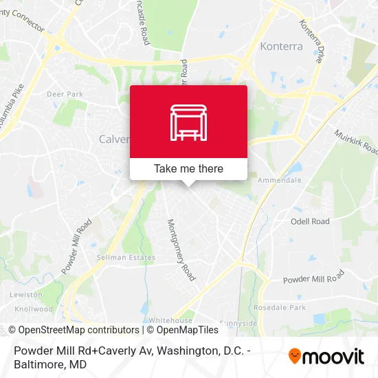 Powder Mill Rd+Caverly Av map