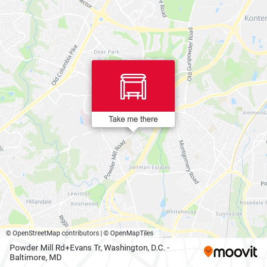Mapa de Powder Mill Rd+Evans Tr