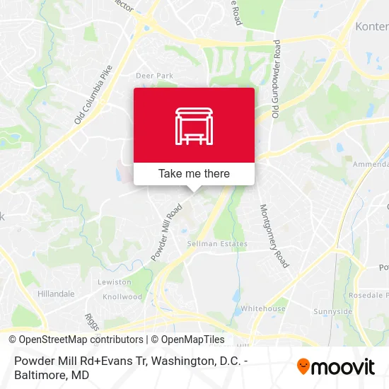 Powder Mill Rd+Evans Tr map
