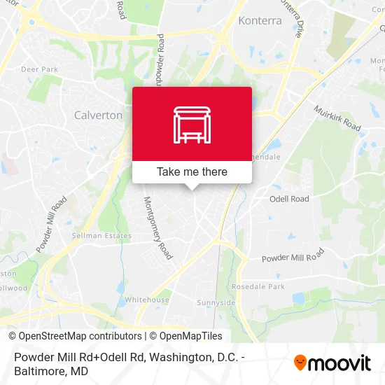 Powder Mill Rd+Odell Rd map