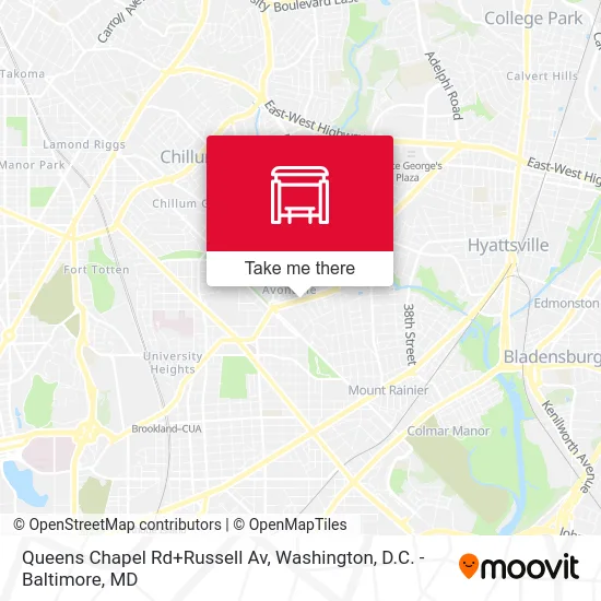 Queens Chapel Rd+Russell Av map