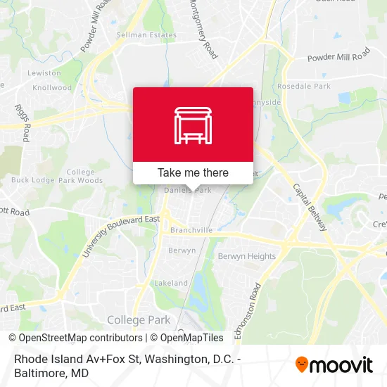 Rhode Island Av+Fox St map