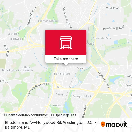 Rhode Island Av+Hollywood Rd map