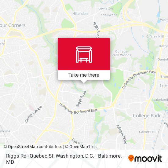 Riggs Rd+Quebec St map