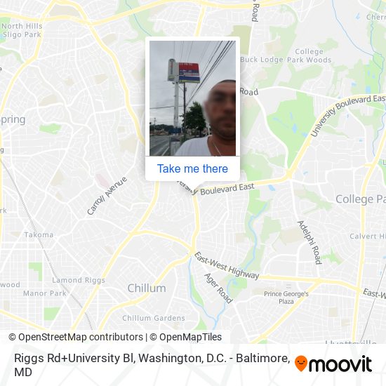 Riggs Rd+University Bl map
