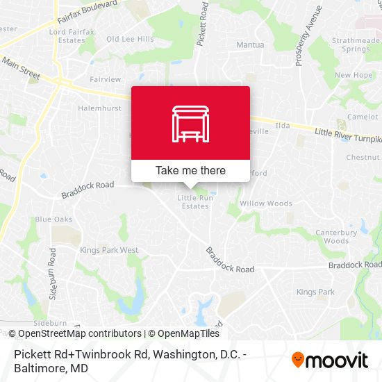 Pickett Rd+Twinbrook Rd map
