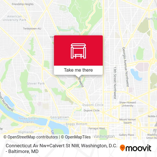 Connecticut Av Nw+Calvert St NW map
