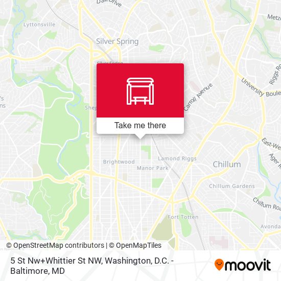 Mapa de 5 St Nw+Whittier St NW