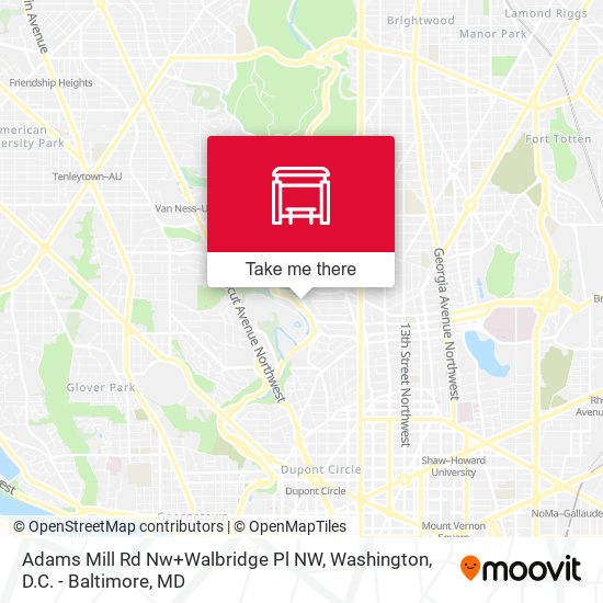 Mapa de Adams Mill Rd Nw+Walbridge Pl NW