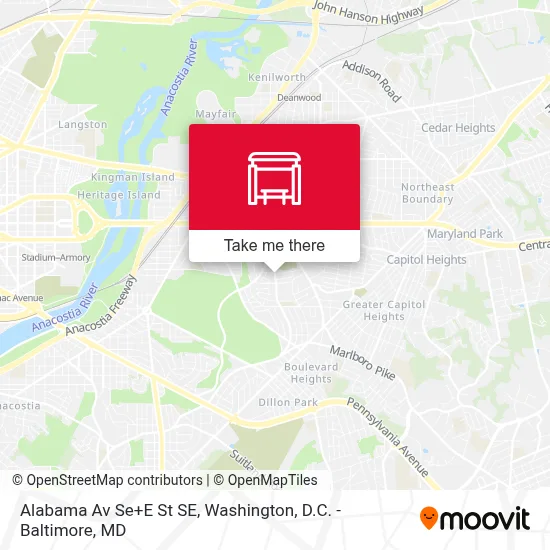 Alabama Av Se+E St SE map