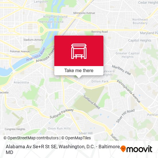 Alabama Av Se+R St SE map