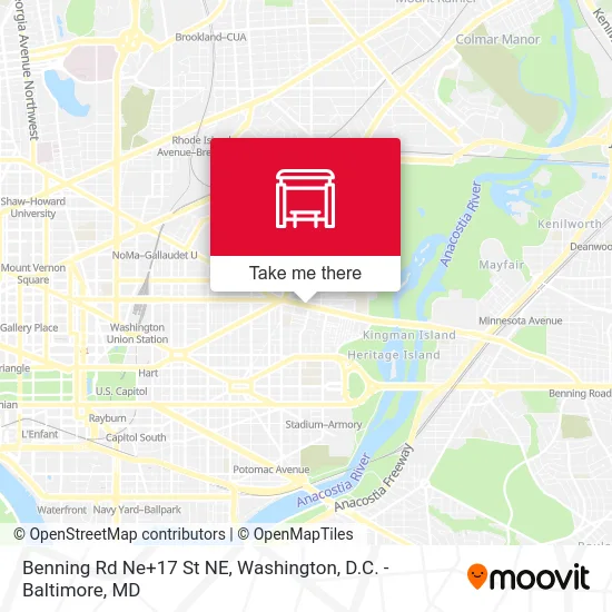 Benning Rd Ne+17 St NE map