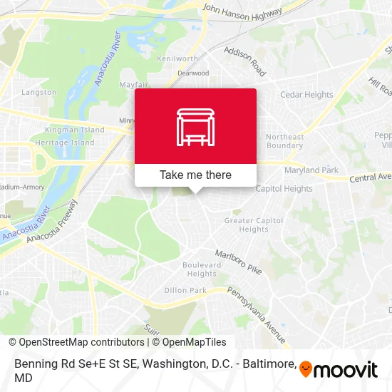 Benning Rd Se+E St SE map