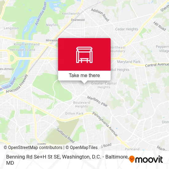 Benning Rd Se+H St SE map