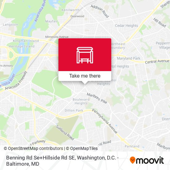 Benning Rd Se+Hillside Rd SE map