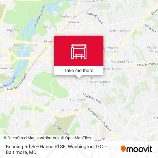 Benning Rd Se+Hanna Pl SE map