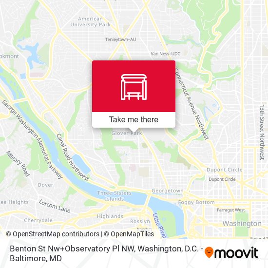 Benton St Nw+Observatory Pl NW map