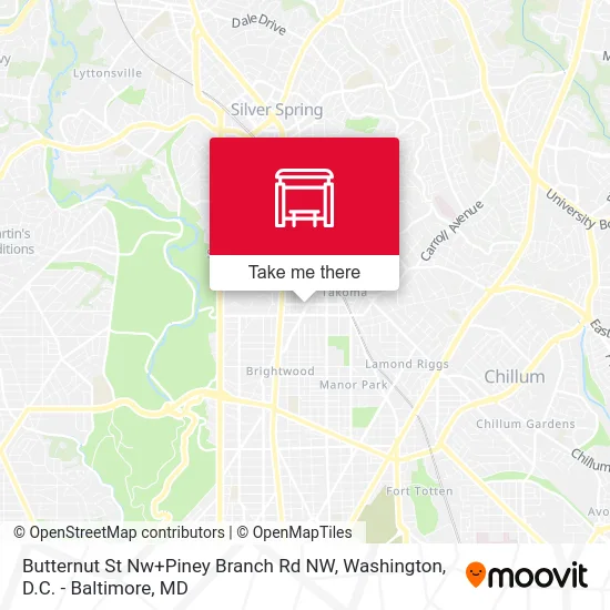 Butternut St Nw+Piney Branch Rd NW map