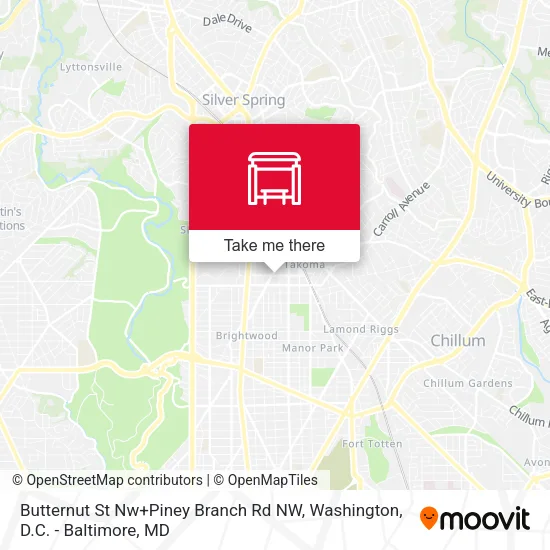 Butternut St Nw+Piney Branch Rd NW map