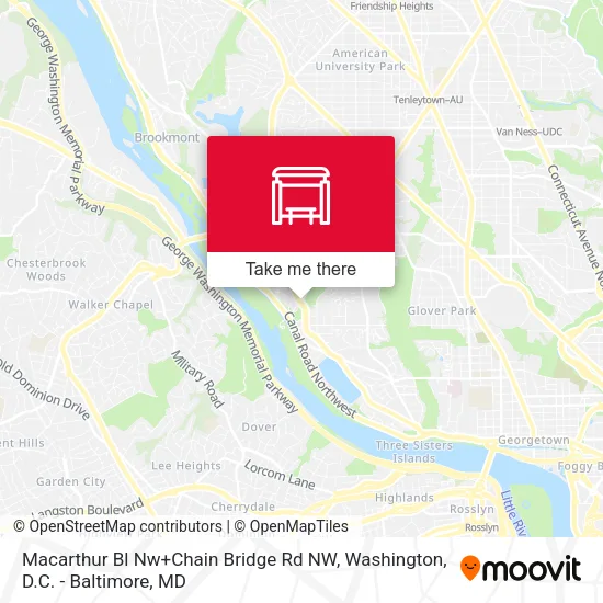 Macarthur Bl Nw+Chain Bridge Rd NW map