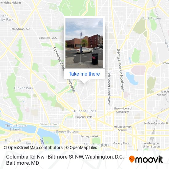 Mapa de Columbia Rd Nw+Biltmore St NW