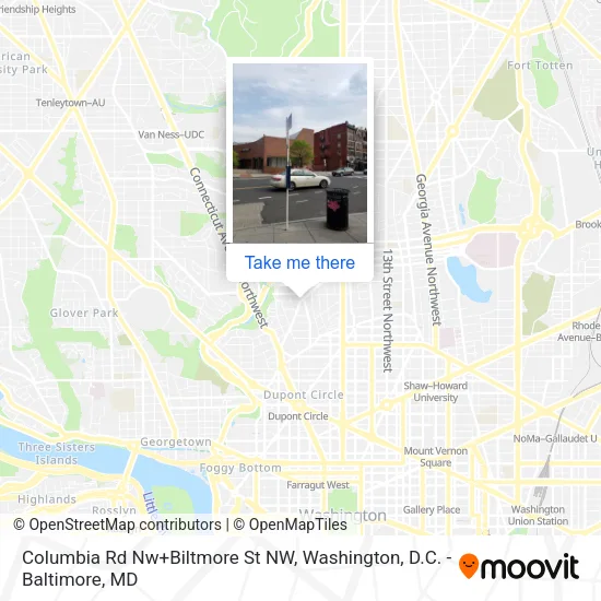 Columbia Rd Nw+Biltmore St NW map