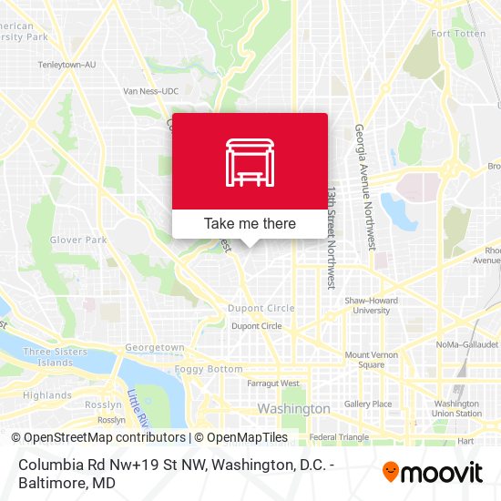 Columbia Rd Nw+19 St NW map