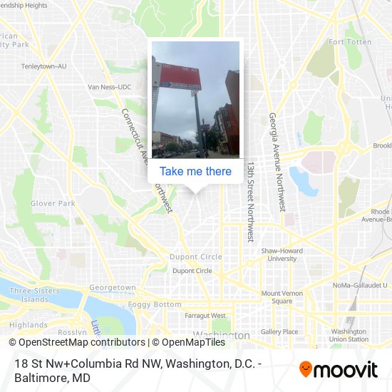 Mapa de 18 St Nw+Columbia Rd NW