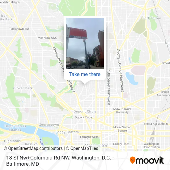 18 St Nw+Columbia Rd NW map