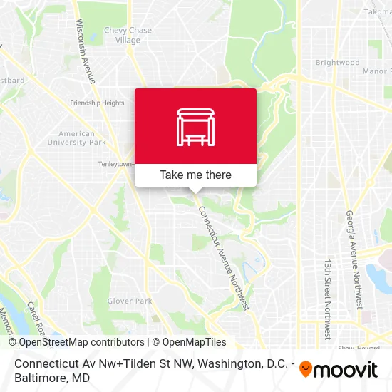 Connecticut Av Nw+Tilden St NW map