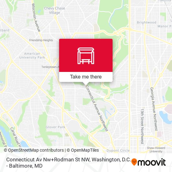 Connecticut Av Nw+Rodman St NW map