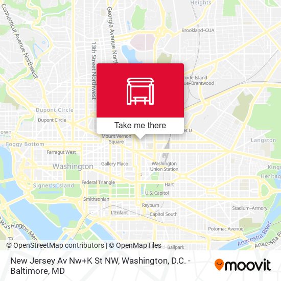 New Jersey Av Nw+K St NW map