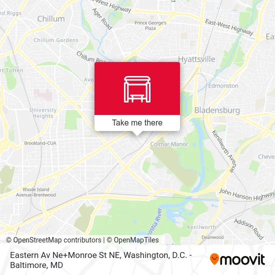 Eastern Av Ne+Monroe St NE map