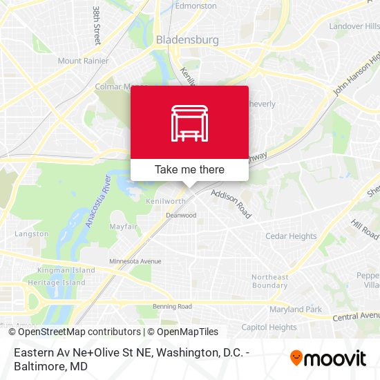 Eastern Av Ne+Olive St NE map
