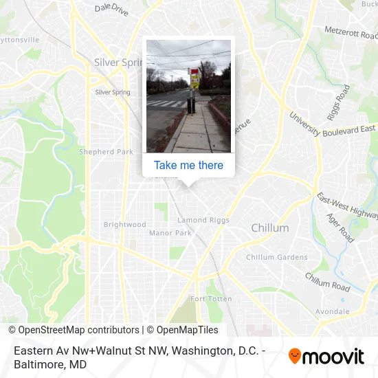 Eastern Av Nw+Walnut St NW map