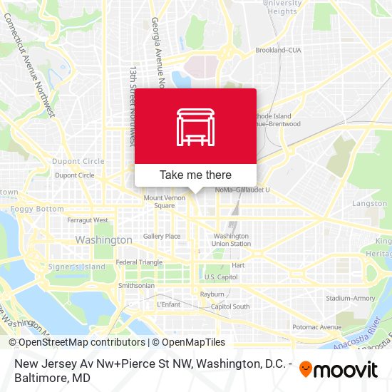 Mapa de New Jersey Av Nw+Pierce St NW