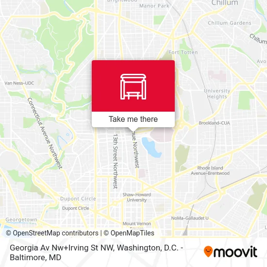 Mapa de Georgia Av Nw+Irving St NW